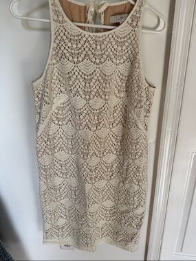 LOFT Cream Crochet Shift Dress